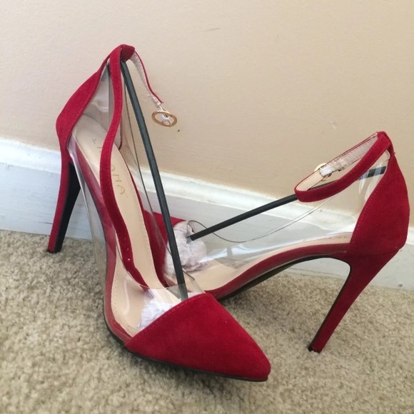Red Velvet (clear sided) stilettos - Picture 2 of 3